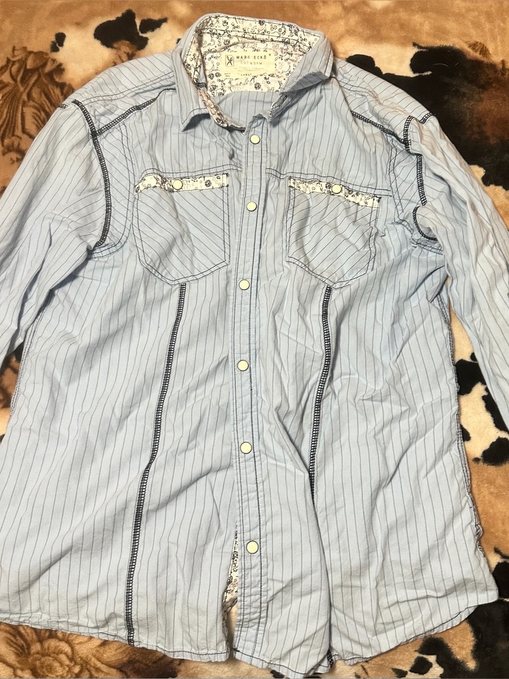 Marc Ecko Light Blue Pinstripe Dress Shirt